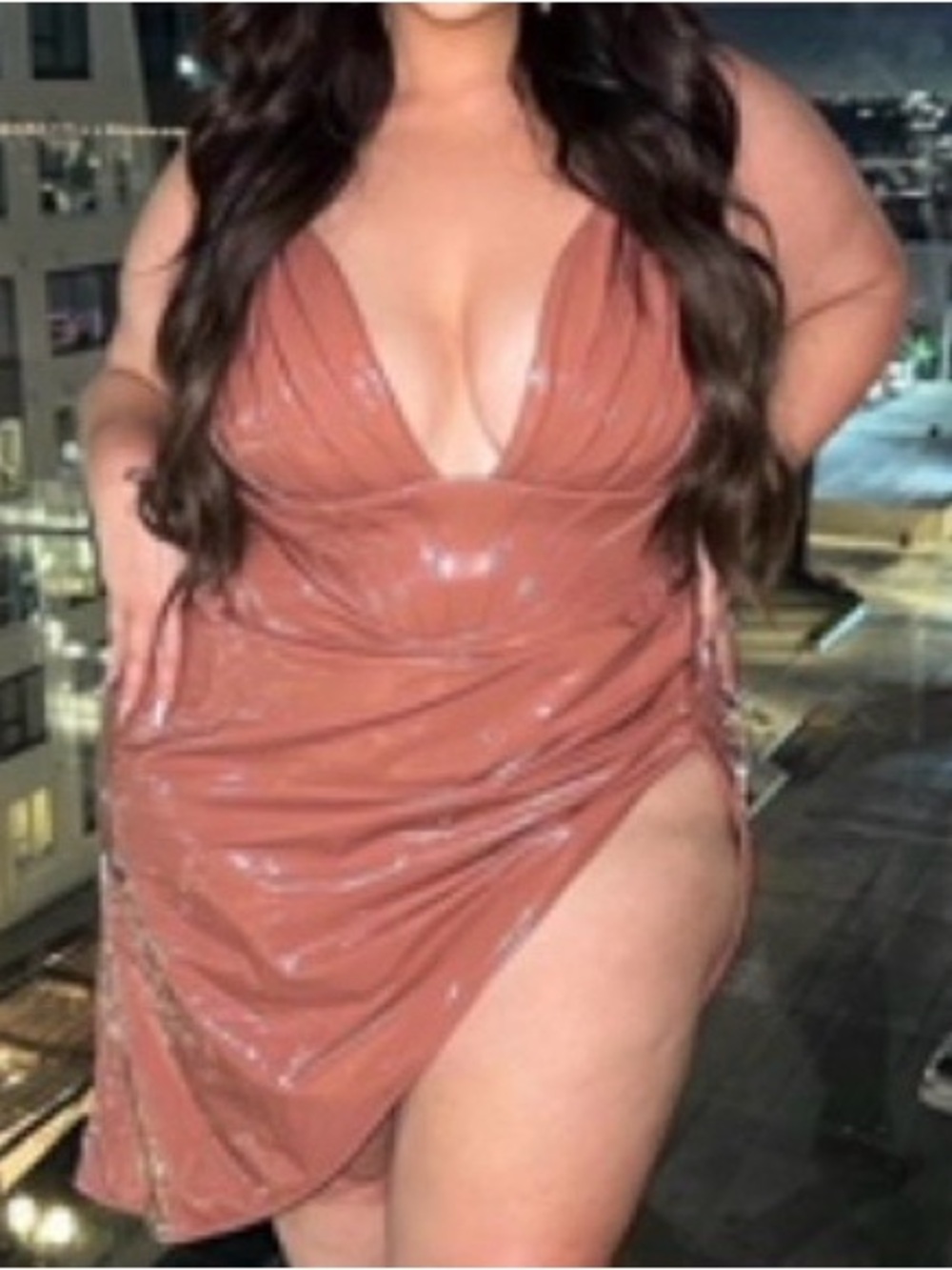 Plus Size Plunge V-Neck Wrap Dress in Dusty Rose